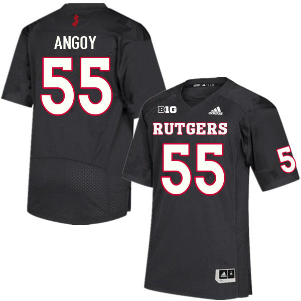Men #55 Zaire Angoy Rutgers Scarlet Knights College Football Jerseys Sale-Black - Click Image to Close